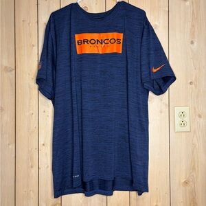 Nike Navy and Orange Broncos Short Sleeve Tee